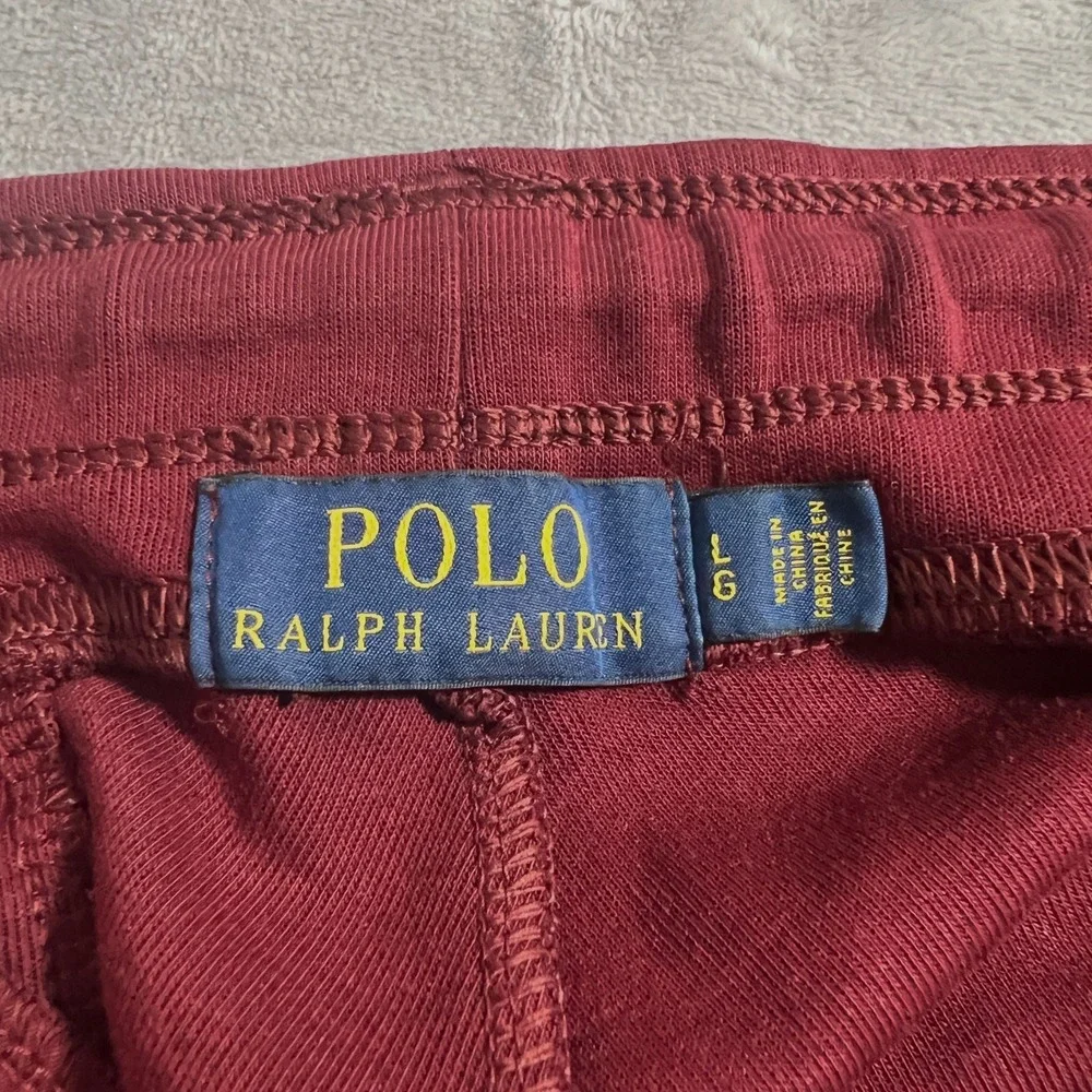 Polo Ralph Lauren Sweatpants Joggers Mens Large Burgundy Red Blue Pony Pants